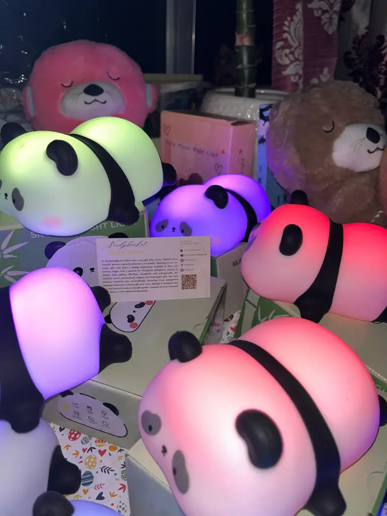 Sleepy Panda Silicone Touch Lamp – Soft Glow Night Companion