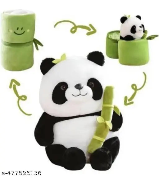 Cute Panda Plush with Bamboo